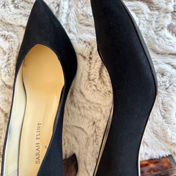 Sarah Flint Made in Italy Perfect Emma Black Suede Block Heel Pump - Picture 10 of 12